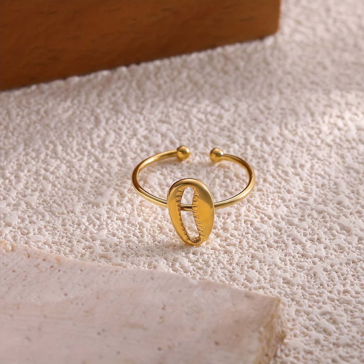 Fashionable Tooth Shell Open Stainless Steel Ring